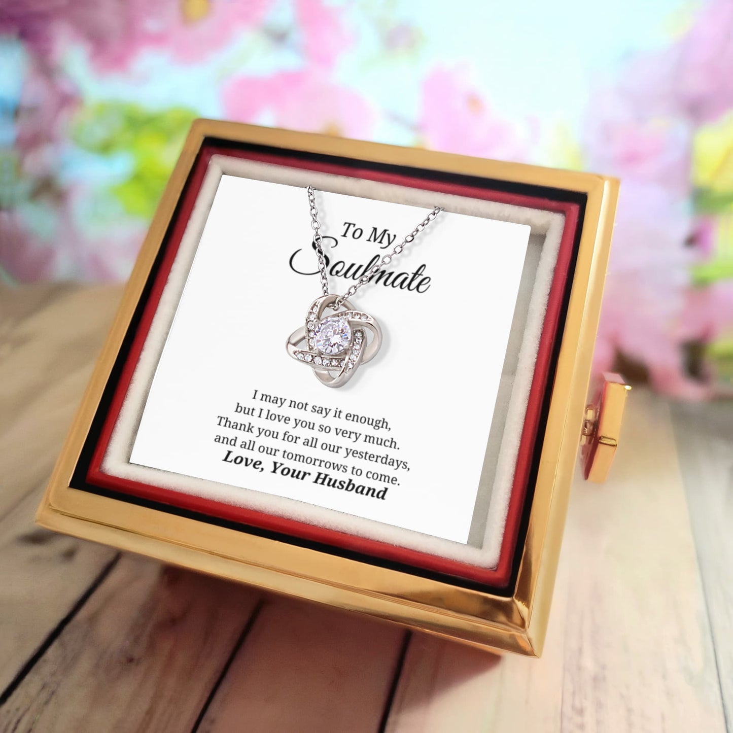 Rotating Rose Box - Love Knot Necklace