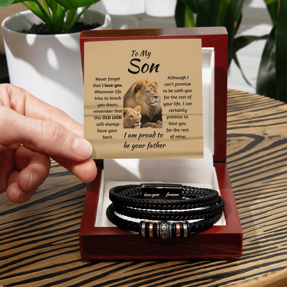 To My Son - Men's Leather Bracelet